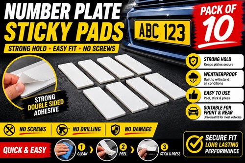 Number plate sticky pads - number,