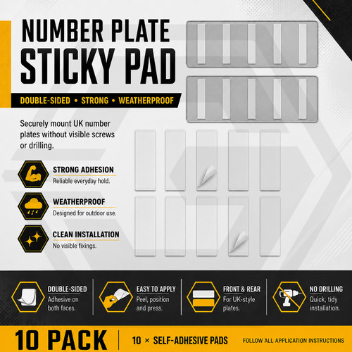 Number plate sticky pads - plate, heavy